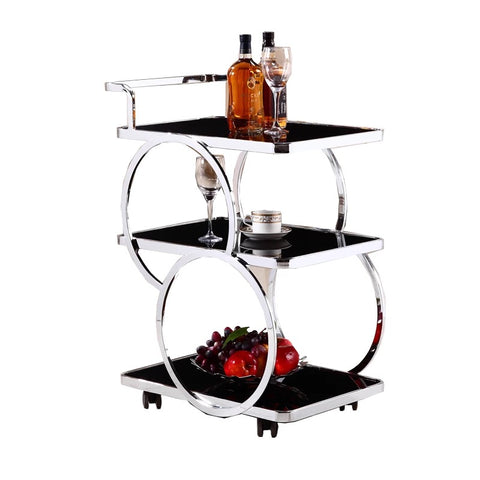 Silver 3 Tier Drinks Trolley - HJ001