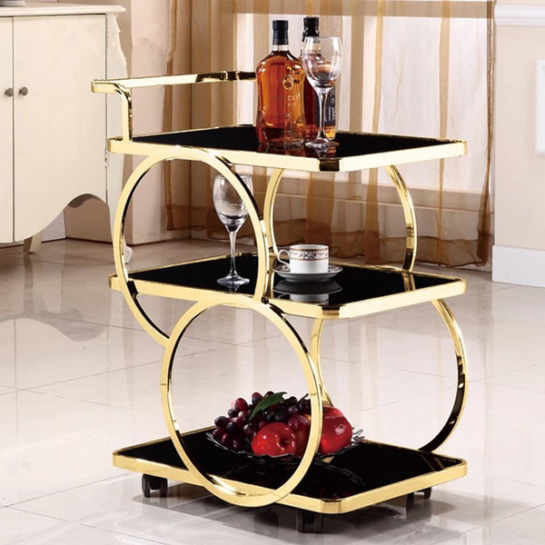 Gold Elegance 3 Tier Drinks Trolley - HJ002