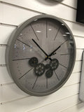 Grey & White Round Skeleton Clock - 46cm - CA022