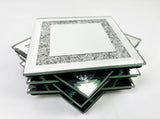 Mirrored Glitter Edge Set of 6 Square Coasters - CD189