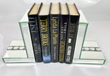Mirrored Glass Prism Crystal Bookends & 6 Glitter Mirrror Coasters - CD187