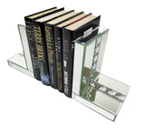 Mirrored Glass Prism Crystal Bookends & 6 Glitter Mirrror Coasters - CD187