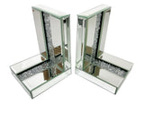 Mirrored Glass Crushed Diamante Crystal Bookends & 6 Glitter Mirrror Coasters - CD185