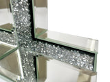 Mirrored Glass Crushed Diamante Crystal Bookends & 6 Glitter Mirrror Coasters - CD185