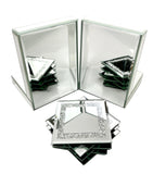 Mirrored Glass Crushed Diamante Crystal Bookends & 6 Glitter Mirrror Coasters - CD185