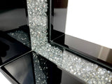 Black High Gloss Glass Prism Crystal Bookends & 6 Glitter Mirrror Coasters - CD186