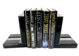 Black High Gloss Glass Prism Crystal Bookends & 6 Glitter Mirrror Coasters - CD186