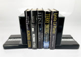 Black High Gloss Glass Prism Crystal Bookends & 6 Glitter Mirrror Coasters - CD186