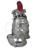 Silver Electroplated Bulldog with Red Mohawk Ornament - JG017