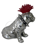 Silver Electroplated Bulldog with Red Mohawk Ornament - JG017