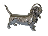 Silver Electroplated Sausage Dog with Headphones & Glasses Ornament - JG021