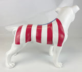 White Staffordshire Bull Terrier with American Flag Ornament - JG054