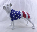 White Staffordshire Bull Terrier with American Flag Ornament - JG054
