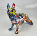 Multicolour Graffiti Alsatian / Wolf Ornament - JG062