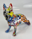 Multicolour Graffiti Alsatian / Wolf Ornament - JG062