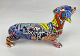 Multicolour Graffiti Dachshund Sausage Dog Ornament - JG063