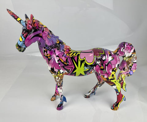 Magical Unicorn Green Pink Purple Graffiti Ornament - JG064