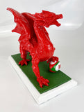 Small Red Welsh Dragon with Rugby Ball Ornament - JG053
