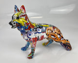 Multicolour Graffiti Alsatian / Wolf Ornament - JG062