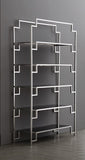 Stainless Steel Silver & Clear Glass Shelving Unit - KM002