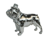 Silver Electroplated Standing Bulldog Ornament with Top Hat - NY004