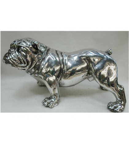 Silver 52cm Electroplated Standing Bulldog Ornament - NY030
