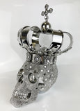 Silver Large Crown Fallen King Skull Ornament - NY054