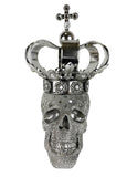 Silver Large Crown Fallen King Skull Ornament - NY054