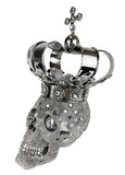 Silver Large Crown Fallen King Skull Ornament - NY054