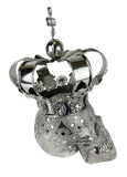 Silver Large Crown Fallen King Skull Ornament - NY054