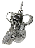 Silver Large Crown Fallen King Skull Ornament - NY054