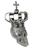Silver Large Crown Fallen King Skull Ornament - NY054