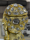 Crystal Jewel Encrusted Gold Skull Ornament - NY071