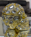 Crystal Jewel Encrusted Gold Skull Ornament - NY071