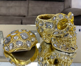Crystal Jewel Encrusted Gold Skull Ornament - NY071