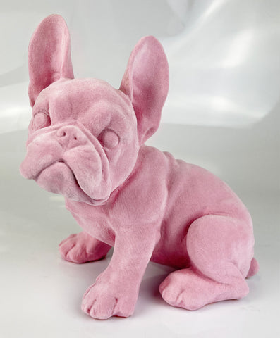 Baby Pink Flocked French Bulldog Ornament - NY072