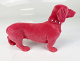 Hot Pink Flocked Dachshund Sausage Dog Ornament - NY073