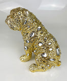 Crystal Jewel Encrusted Gold Bulldog Ornament - NY077