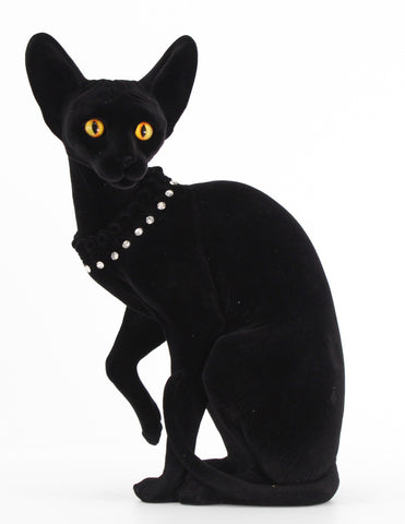 Black Flocked Sphynx Ornament - NY087