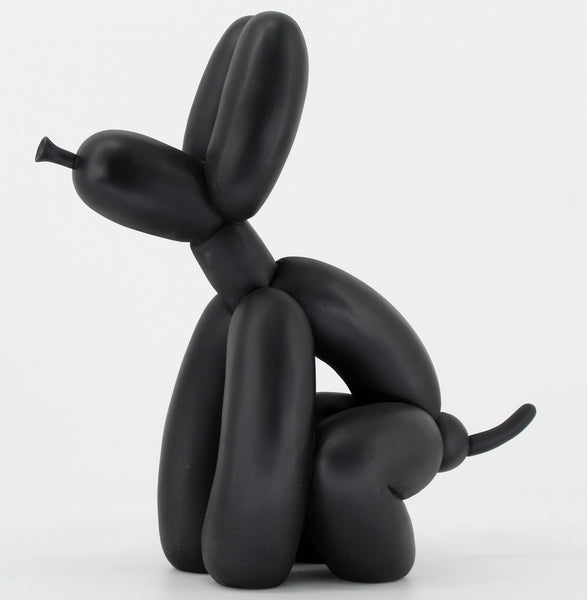 Large Matt Black Pooping Party Balloon Dog Ornament - NY089