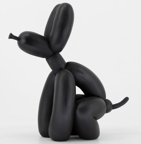 Large Matt Black Pooping Party Balloon Dog Ornament - NY089
