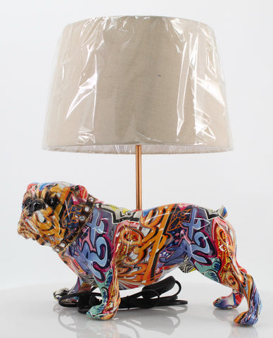 Multicolour Graffiti Bulldog Ornament Table Lamp - NY091