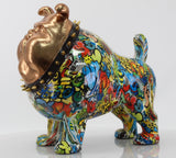 Large Gold Face Mulitcolour Spray Paint Graffiti Cartoon Bulldog Ornament - NY098