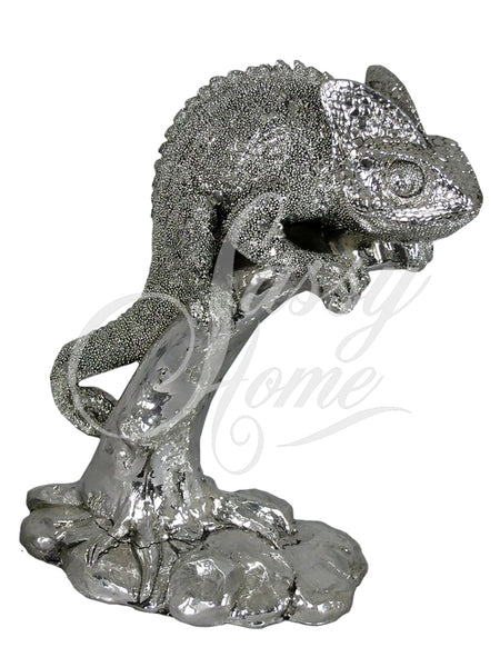 Silver Chameleon on Branch Ornament - NY010