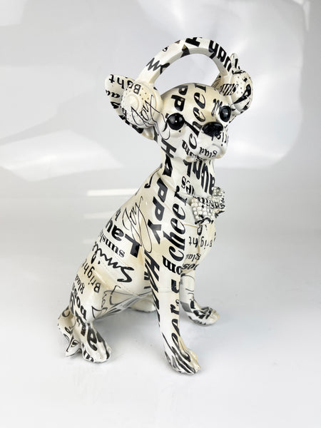 Newspaper Happy Headlines Chihuahua with Headphones Ornament - NY080