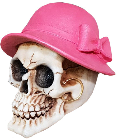 Medium Pink Hat Skull Ornament - QM047