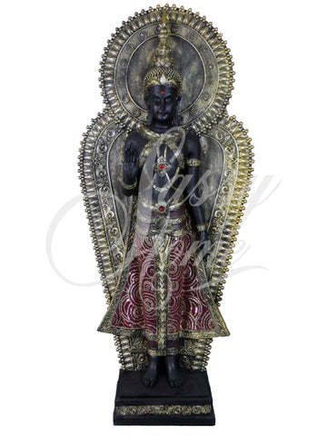 Red & Gold Light Up Buddha with Surround Ornament - QS021
