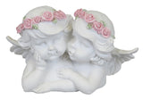 White Cherub Couple Ornament with Flower Crown - SC004