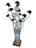 Silver & Black Floral Metal Wire LED Table Lamp - SHT4100