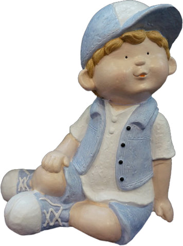 City Kidz Blue Boy Sitting Ornament - VA003